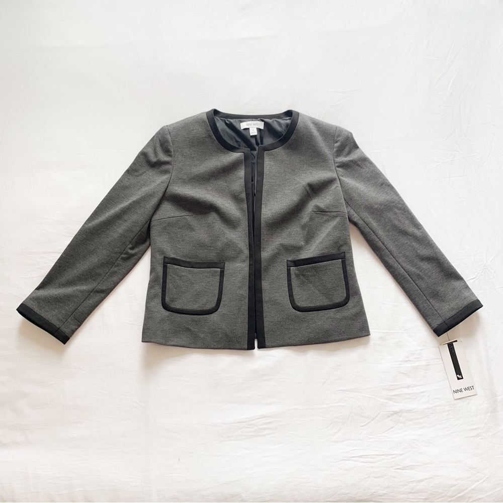 Nine West Gray and Black Open Jacket